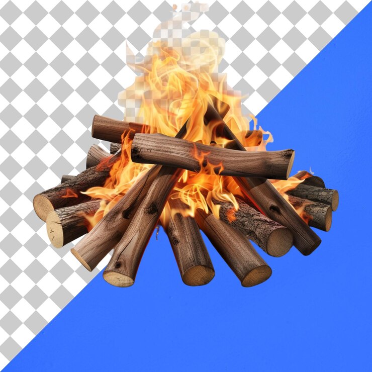 PSD camp fire icon square button setisolado em fundo transparente