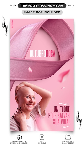 Campagne d'histoires sur les réseaux sociaux Modèle rose d'octobre une touche peut changer votre vie!