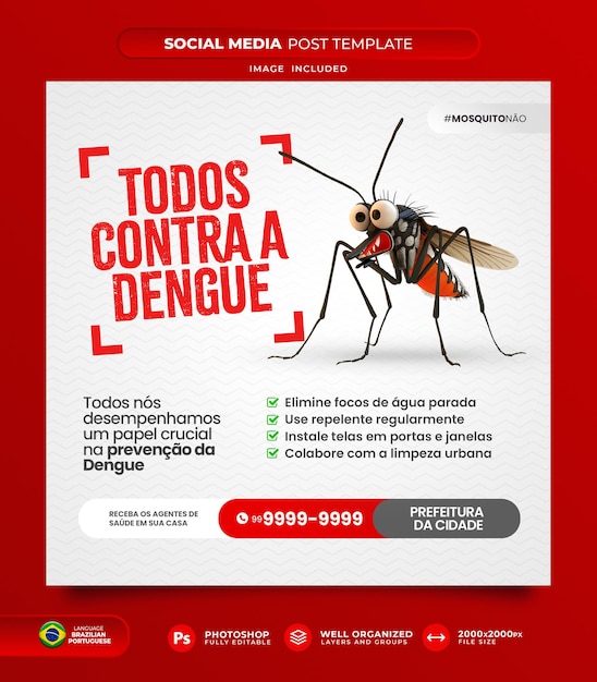 PSD campagne de lutte et de prévention de la dengue aedes aegypti en portugais brésilien