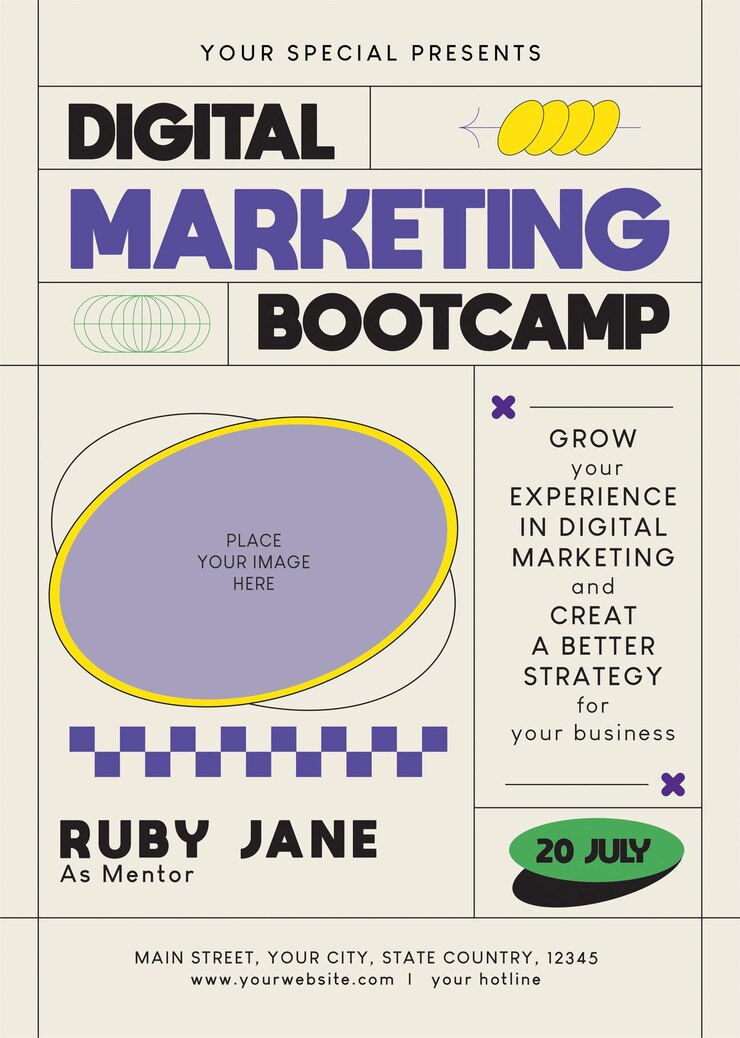 PSD el campamento de entrenamiento de marketing digital flyer