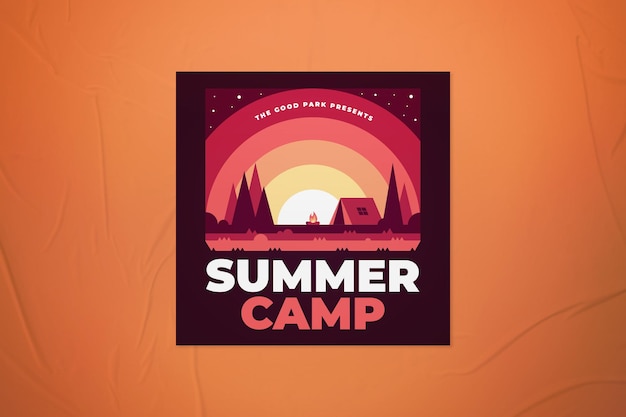 PSD campamento de verano retro publicación de instagram