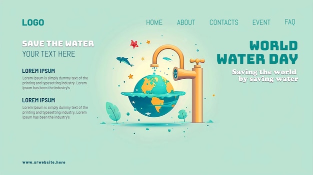 PSD campaña de gotas de tierra en el agua para salvar la ecología y el medio ambiente marinos