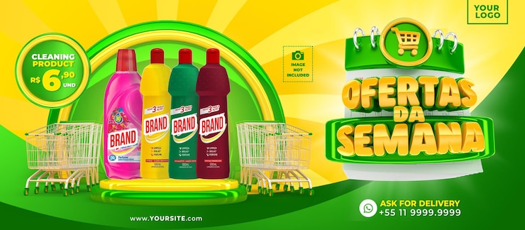 PSD campaña de marketing en brasil diseño de plantilla 3d render
