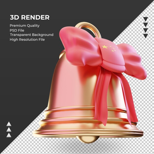 Campana de navidad 3d bandera de china renderizado vista izquierda