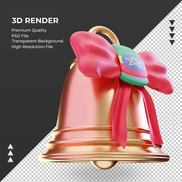 PSD campana de navidad 3d bandera de etiopía renderizado vista izquierda