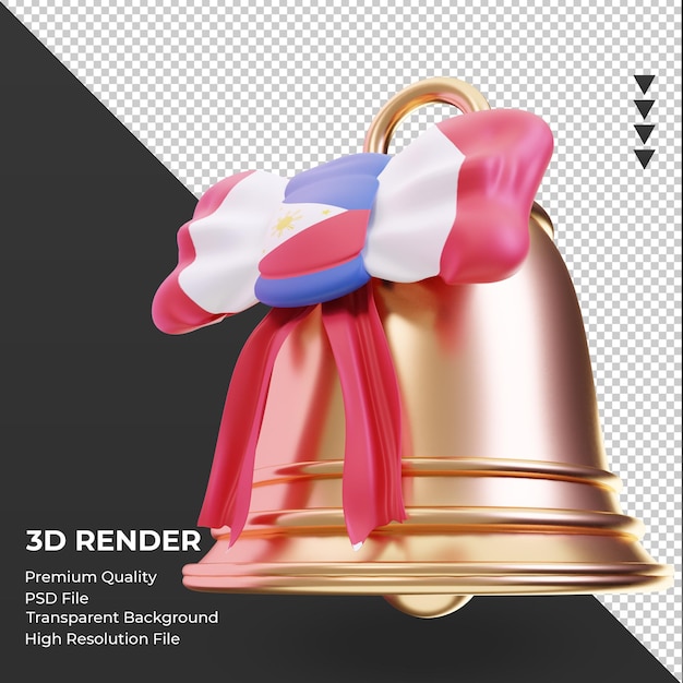 PSD campana de navidad 3d bandera de filipinas renderizado vista derecha