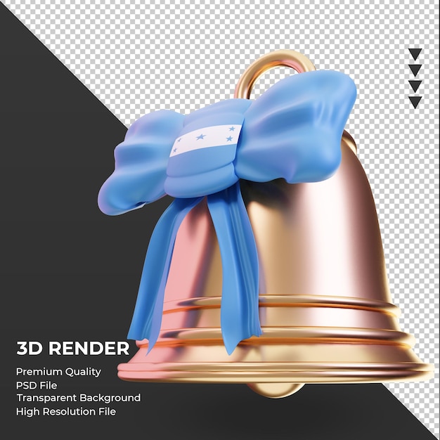 PSD campana de navidad 3d bandera de honduras renderizado vista derecha