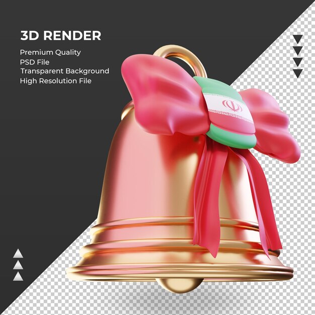 Campana de navidad 3d bandera de irán renderizado vista izquierda