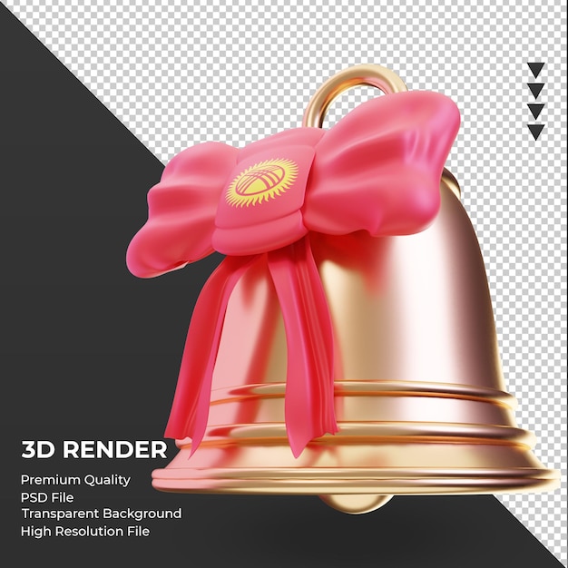 PSD campana de navidad 3d bandera de kirguistán renderizado vista derecha