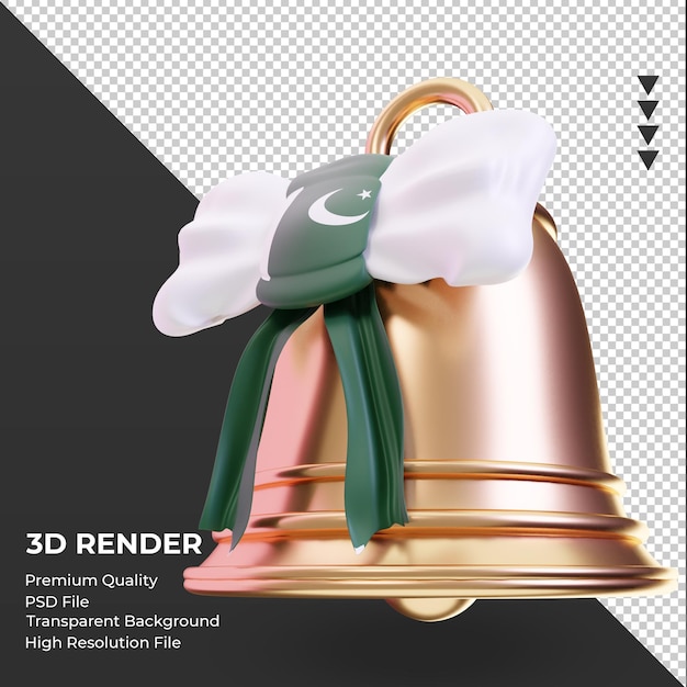 Campana de navidad 3d bandera de pakistán representación vista derecha