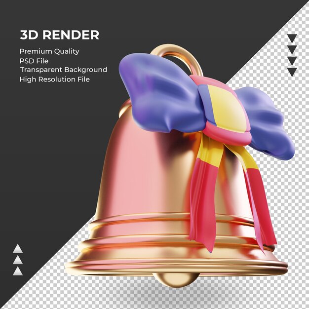 Campana de navidad 3d bandera de rumania renderizado vista izquierda