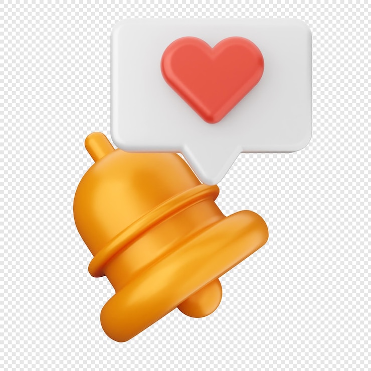PSD la campana de notificación 3d es una charla de amor.