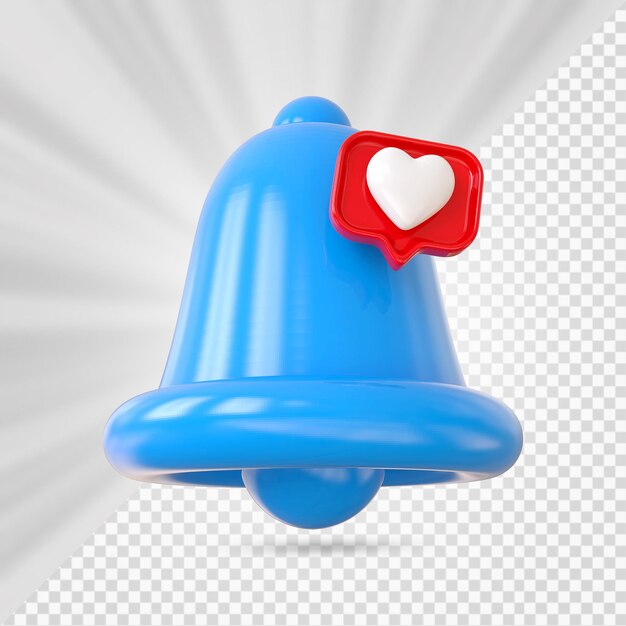 PSD campana de notificación con icono de amor