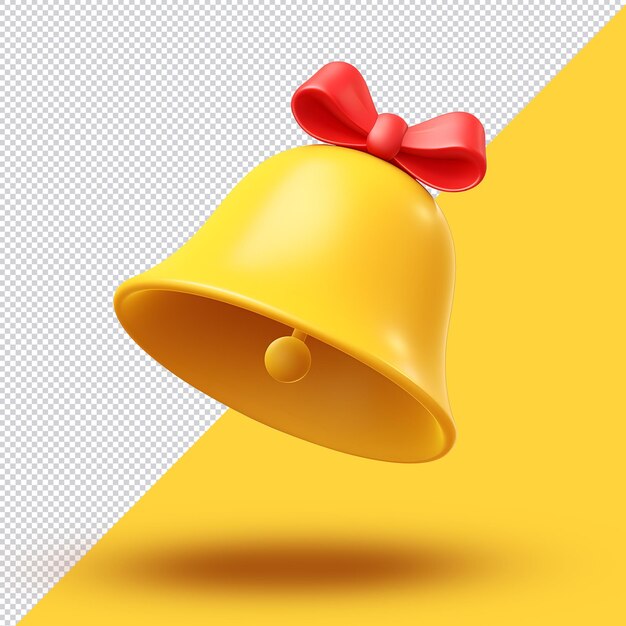 PSD campanário amarelo 3d com fita vermelha png