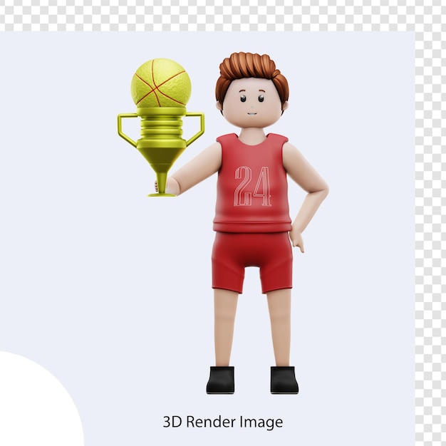 PSD campeón de baloncesto de niño de ilustración 3d