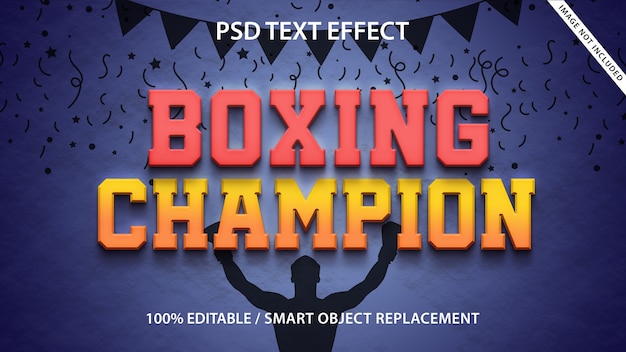 PSD campeón de boxeo con efecto de texto editable