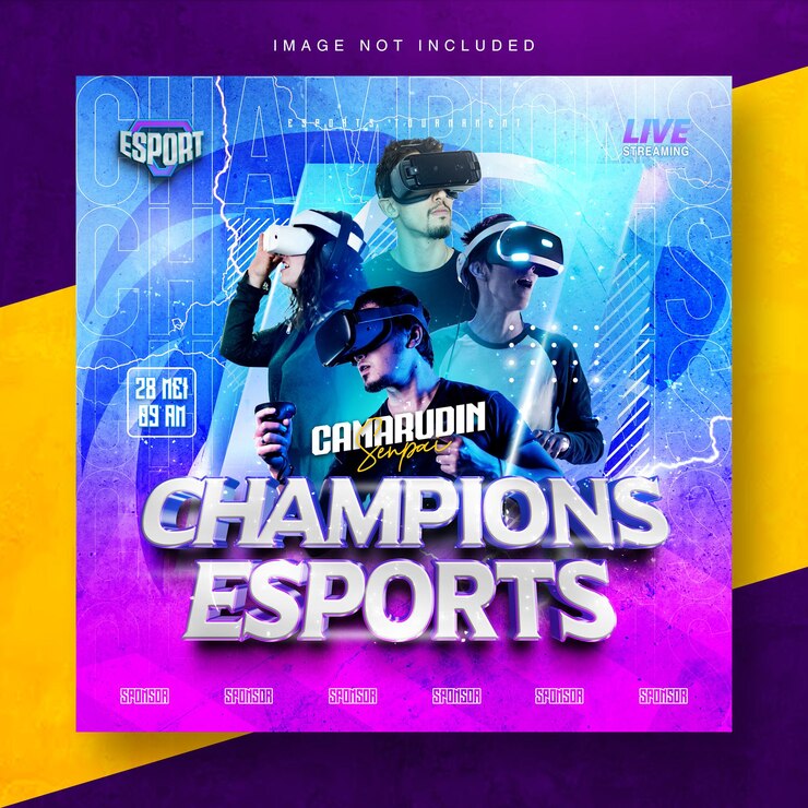 PSD campeón de deportes electrónicos oficial de semifinales póster promocional de las redes sociales instagram plantilla de banner de alimentación de publicaciones