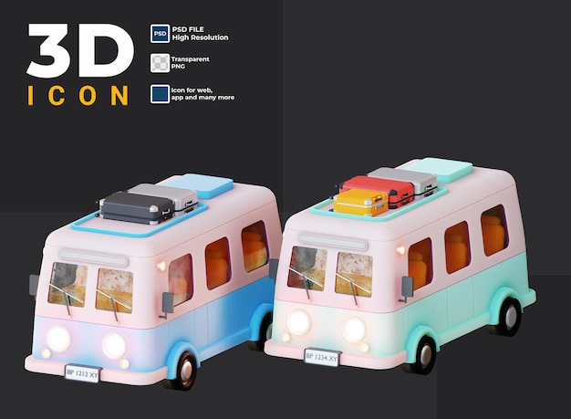 Camping 3D avec illustration de camping-car