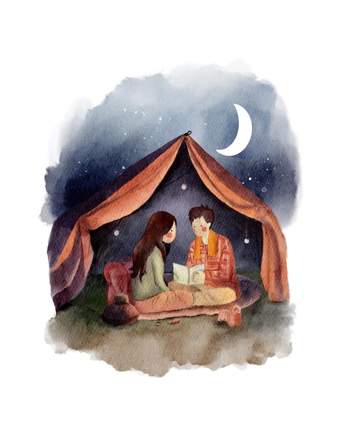 PSD camping avec amoureux