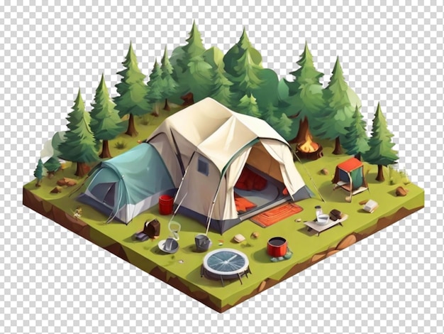 PSD camping de randonnée isométrique