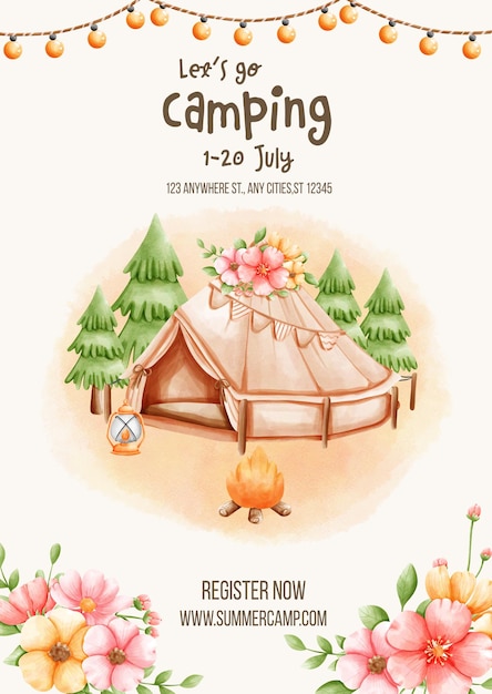 Camping sommercamp stempel