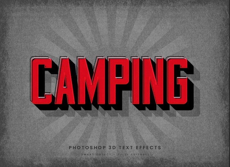 PSD camping vintage editable text effect