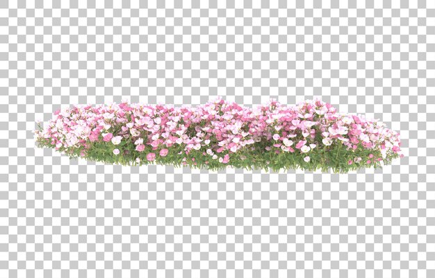 Campo de flores em fundo transparente. renderização em 3d - ilustração