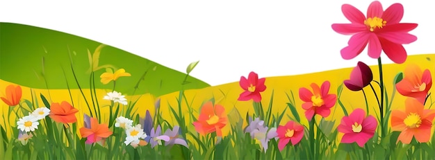 PSD campo de flores silvestres clipart de colorido campo de flores selvagens de primavera