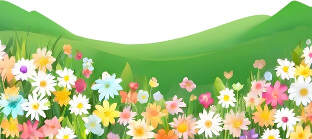 PSD campo de flores silvestres clipart de coloridos campos de flores selvagens de primavera