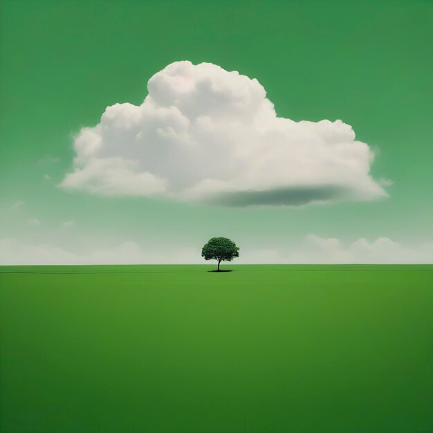 Campo de grama verde em um dia pacífico ilustração minimalista