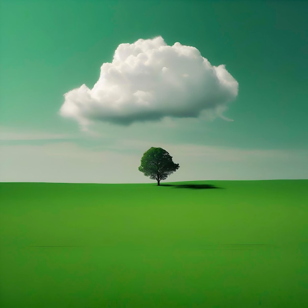 PSD campo de grama verde em um dia pacífico ilustração minimalista