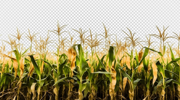 PSD campo de milho isolado em fundo transparente generativo ai