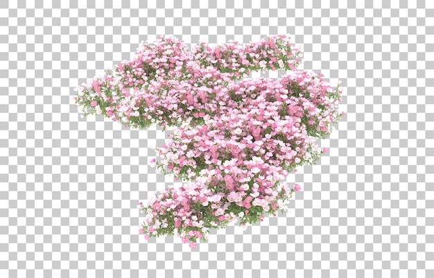 Campo di fiori su sfondo trasparente. rendering 3D - illustrazione