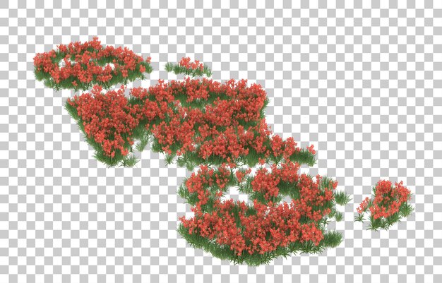 Campo di fiori su sfondo trasparente. rendering 3D - illustrazione