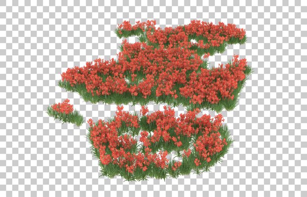 Campo di fiori su sfondo trasparente. rendering 3D - illustrazione
