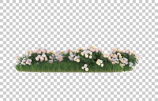 Campo di fiori su sfondo trasparente. rendering 3D - illustrazione