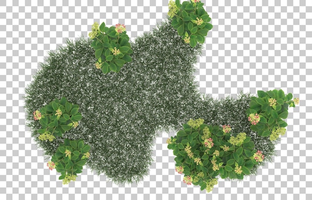 Campo di fiori su sfondo trasparente. rendering 3D - illustrazione