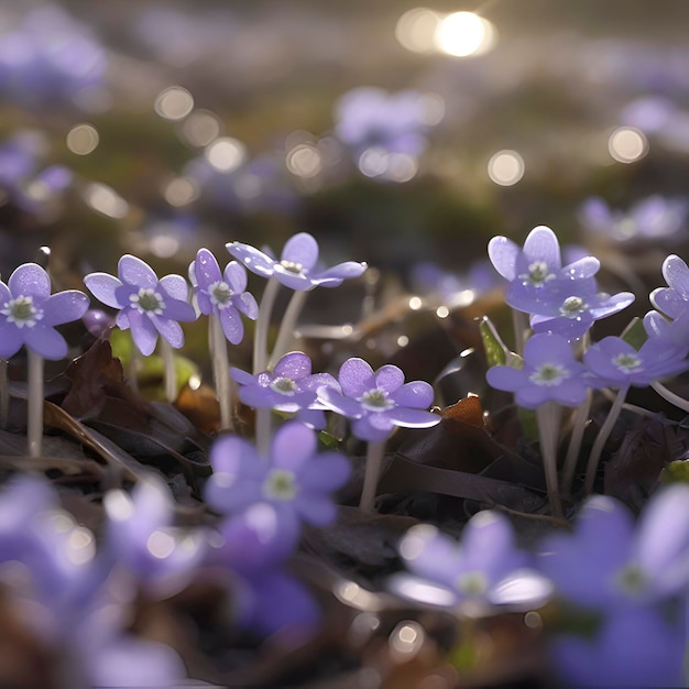 El campo de las flores de hepatica americana ilustración de flores silvestres