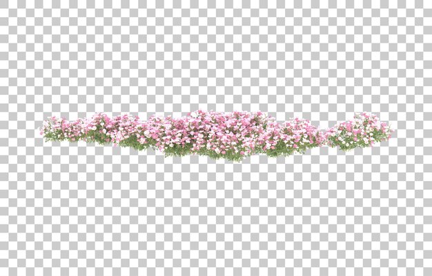 Campo de flores sobre fondo transparente. Representación 3d - ilustración