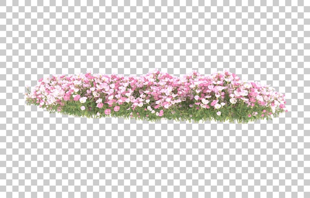 Campo de flores sobre fondo transparente. Representación 3d - ilustración