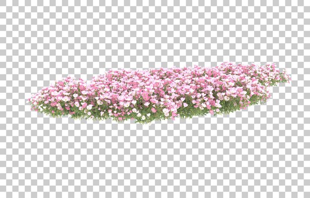 Campo de flores sobre fondo transparente. Representación 3d - ilustración