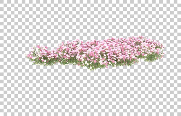 Campo de flores sobre fondo transparente. Representación 3d - ilustración