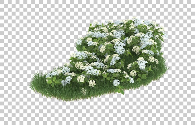 Campo de flores sobre fondo transparente. Representación 3d - ilustración