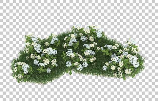 Campo de flores sobre fondo transparente. Representación 3d - ilustración