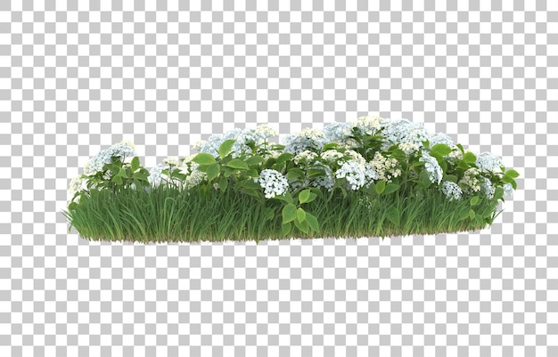 Campo de flores sobre fondo transparente. Representación 3d - ilustración