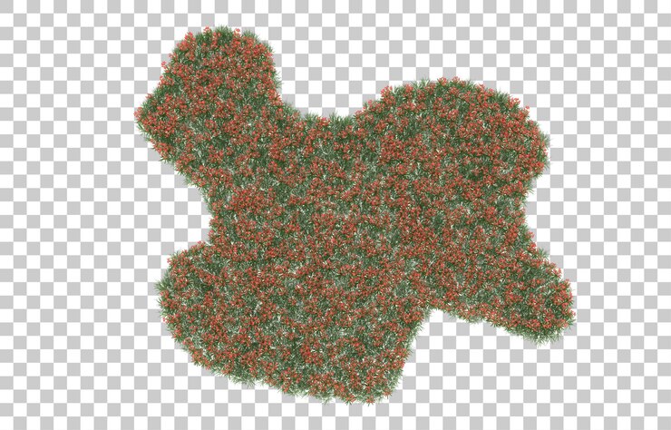 PSD campo de flores sobre fondo transparente. representación 3d - ilustración