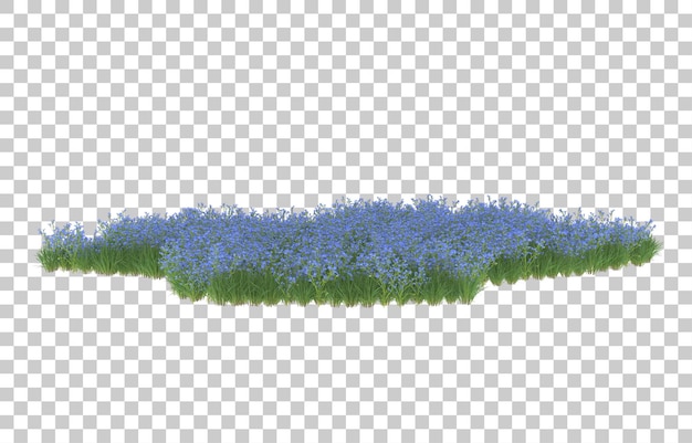 Campo de flores sobre fondo transparente. Representación 3d - ilustración