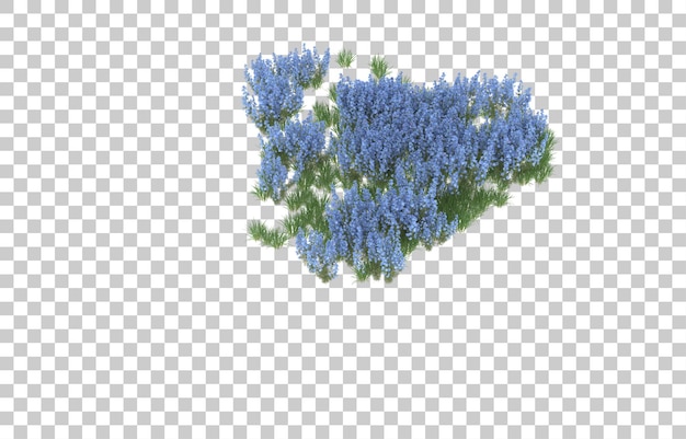 Campo de flores sobre fondo transparente. Representación 3d - ilustración