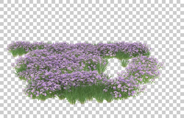 Campo de flores sobre fondo transparente. Representación 3d - ilustración