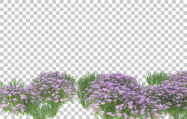 Campo de flores sobre fondo transparente. Representación 3d - ilustración